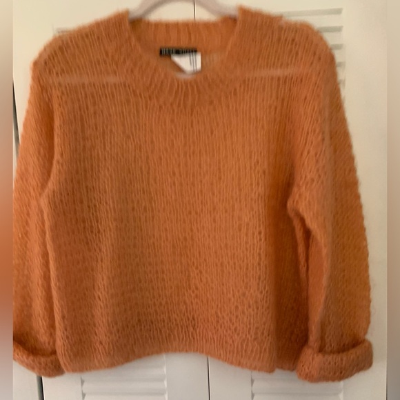 Mark Shale Mohair Wool Open Weave Crop Peach Sweater Medium - Picture 1 of 6